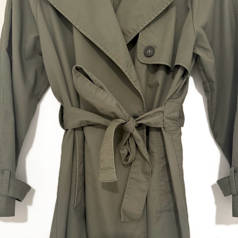 ZARA Olive Green Belted Trench Coat - Picture 5 of 8